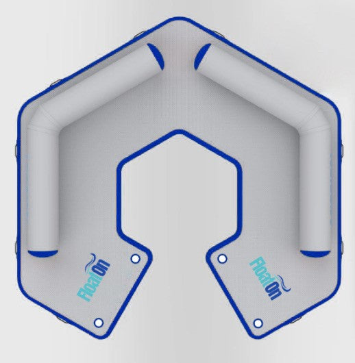 The float on inflatable water mat from above.
